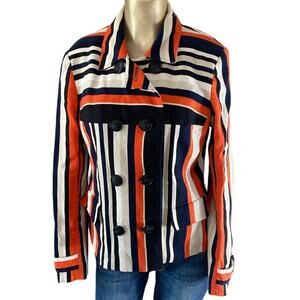 Jones New York Women 12 Striped Button Jacket Multi Color Classic Office